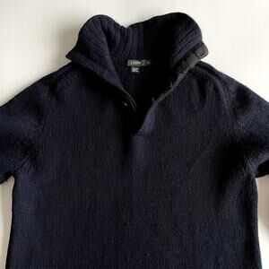 Vintage J. Crew Navy Wool Polo Sweater Size M